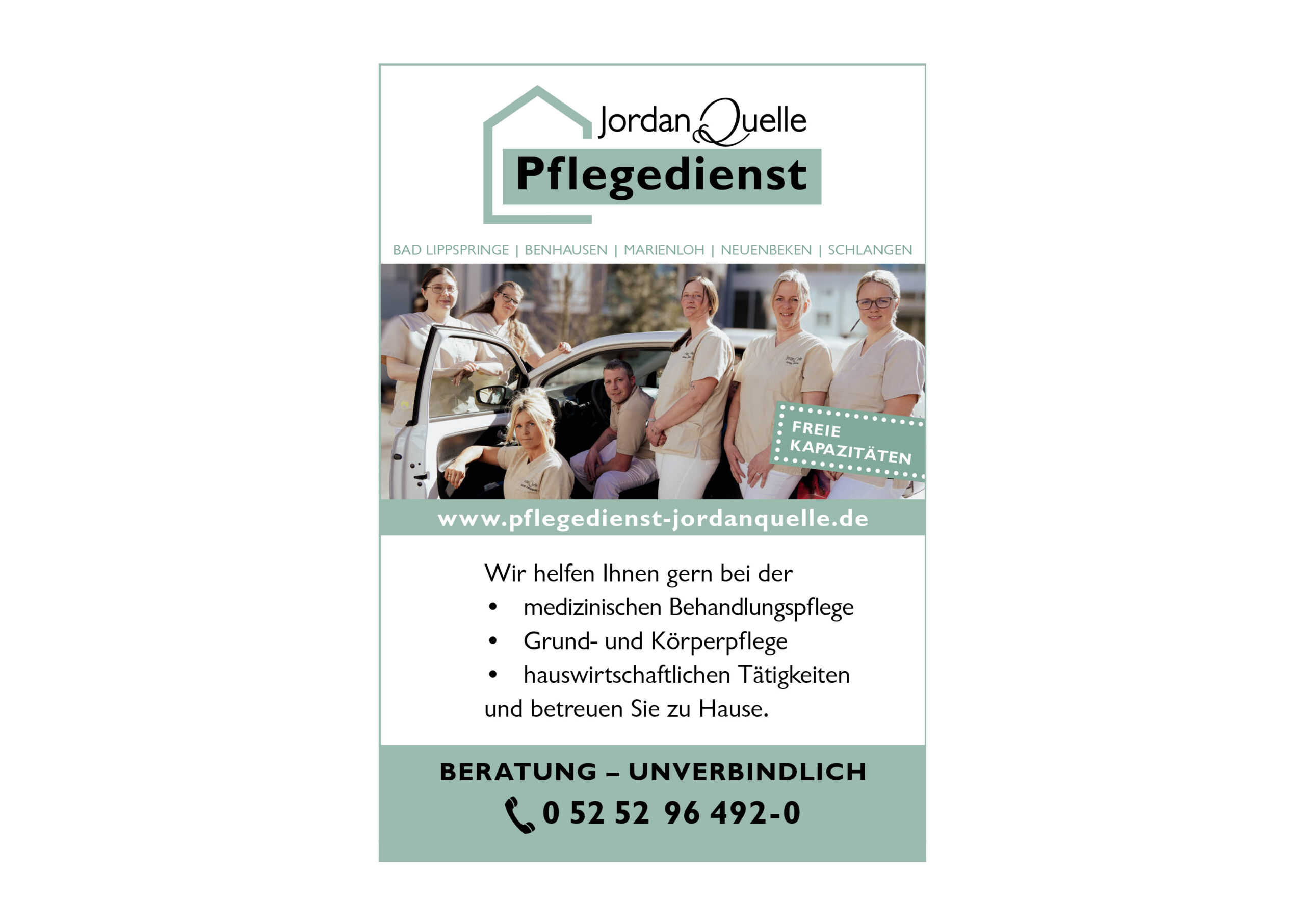 Zeitungsanzeige Pflegedienst JordanQuelle